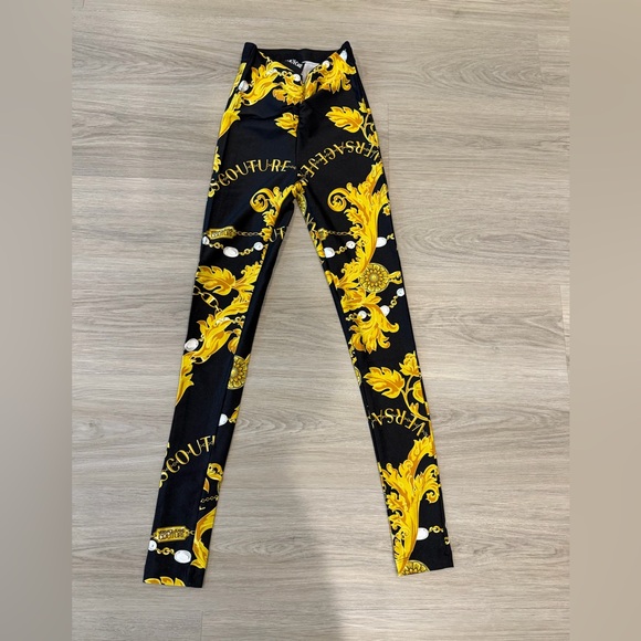 Versace Jeans Collection Pants - Versace Jeans couture Collection Black and Gold leggings chain print